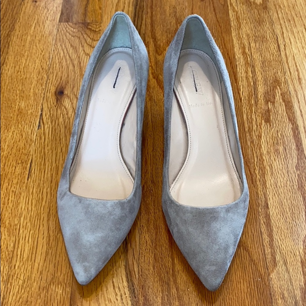 J. Crew Gray / Beige Suede Kitten Heel Pumps